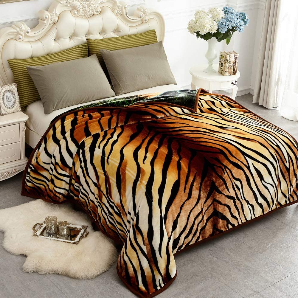 tiger pattern print heavy mexican blanket